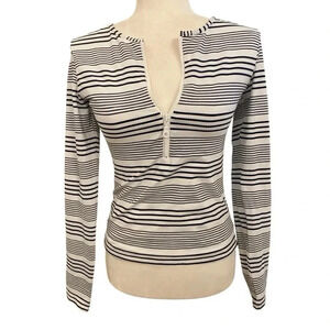 Melissa Odabash Nautical Pique Striped Bikini Top Size 8 Longsleeve Tankini Swim